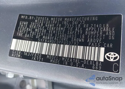 2023 Toyota Corolla Le из США, поврежденный, VIN 5YFB4MDE0PP053792